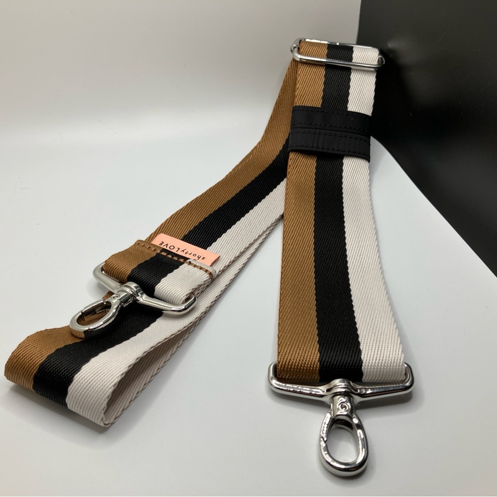 shortyLOVE Boardwalk Strap for Crossbody Bag Black White Brown Stripe